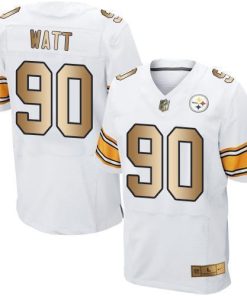 Nike Steelers #90 T. J. Watt White Stitched NFL Elite Gold Jersey