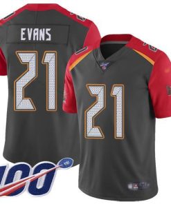 Nike Tampa Bay Buccaneers #21 Justin Evans Gray Stitched NFL Limited Inverted Legend 100th Season Jersey