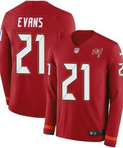 Nike Tampa Bay Buccaneers #21 Justin Evans Red Team Color Stitched NFL Limited Therma Long Sleeve Jersey