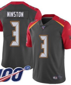 Nike Tampa Bay Buccaneers #3 Jameis Winston Gray Stitched NFL Limited Inverted Legend 100th Season Jersey