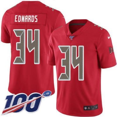 Nike Tampa Bay Buccaneers #34 Mike Edwards Red Stitched NFL Limited Rush 100th Season Jersey