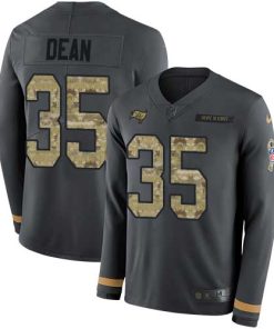 Nike Tampa Bay Buccaneers #35 Jamel Dean Anthracite Salute to Service Stitched NFL Limited Therma Long Sleeve Jersey