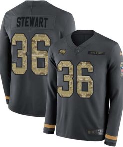 Nike Tampa Bay Buccaneers #36 M.J. Stewart Anthracite Salute to Service Stitched NFL Limited Therma Long Sleeve Jersey