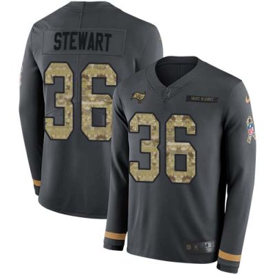 Nike Tampa Bay Buccaneers #36 M.J. Stewart Anthracite Salute to Service Stitched NFL Limited Therma Long Sleeve Jersey