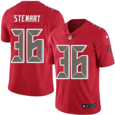 Nike Tampa Bay Buccaneers #36 M.J. Stewart Red Stitched NFL Limited Rush Jersey