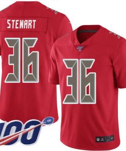 Nike Tampa Bay Buccaneers #36 M.J. Stewart Red Stitched NFL Limited Rush 100th Season Jersey