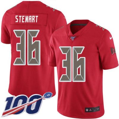 Nike Tampa Bay Buccaneers #36 M.J. Stewart Red Stitched NFL Limited Rush 100th Season Jersey