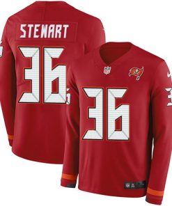 Nike Tampa Bay Buccaneers #36 M.J. Stewart Red Team Color Stitched NFL Limited Therma Long Sleeve Jersey