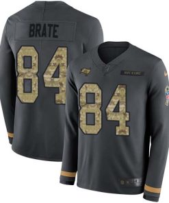 Nike Tampa Bay Buccaneers #84 Cameron Brate Anthracite Salute to Service Stitched NFL Limited Therma Long Sleeve Jersey