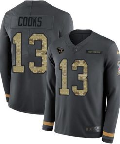 Nike Texans #13 Brandin Cooks Anthracite Salute To Service Stitched NFL Limited Therma Long Sleeve Jersey