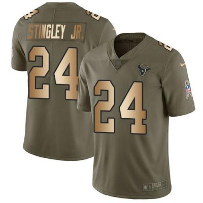 Nike Texans #24 Derek Stingley Jr. Olive/Gold Stitched NFL Limited 2017 Salute To Service Jersey