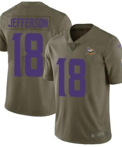 Nike Vikings #18 Justin Jefferson Olive Stitched NFL Limited 2017 Salute To Service Jersey