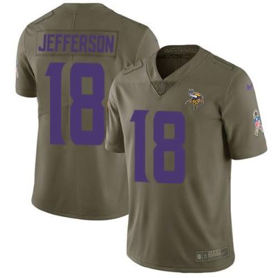 Nike Vikings #18 Justin Jefferson Olive Stitched NFL Limited 2017 Salute To Service Jersey