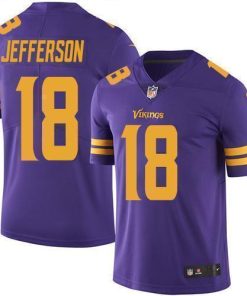 Nike Vikings #18 Justin Jefferson Purple Stitched NFL Limited Rush Jersey