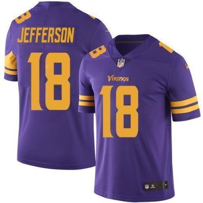 Nike Vikings #18 Justin Jefferson Purple Stitched NFL Limited Rush Jersey