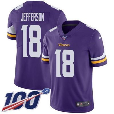Nike Vikings #18 Justin Jefferson Purple Team Color Stitched NFL 100th Season Vapor Untouchable Limited Jersey