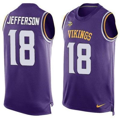 Nike Vikings #18 Justin Jefferson Purple Team Color Stitched NFL Limited Tank Top Jersey