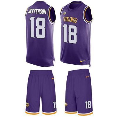Nike Vikings #18 Justin Jefferson Purple Team Color Stitched NFL Limited Tank Top Suit Jersey