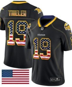 Nike Vikings #19 Adam Thielen Black Stitched NFL Limited Rush USA Flag Jersey