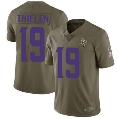 Nike Vikings #19 Adam Thielen Olive Stitched NFL Limited 2017 Salute To Service Jersey