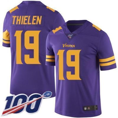 Nike Vikings #19 Adam Thielen Purple Stitched NFL Limited Rush 100th Season Jersey