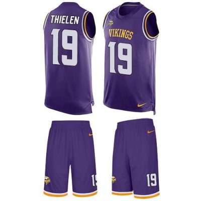 Nike Vikings #19 Adam Thielen Purple Team Color Stitched NFL Limited Tank Top Suit Jersey