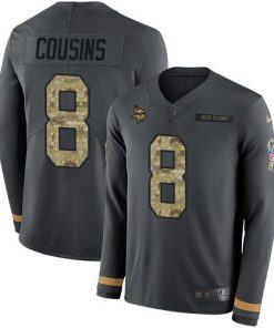 Nike Vikings #8 Kirk Cousins Anthracite Salute To Service Stitched NFL Limited Therma Long Sleeve Jersey