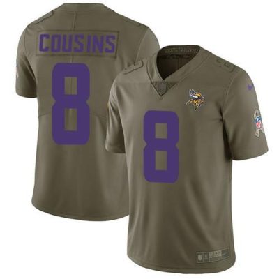 Nike Vikings #8 Kirk Cousins Olive Stitched NFL Limited 2017 Salute To Service Jersey