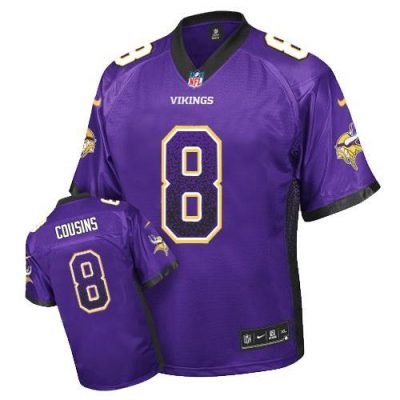Nike Vikings #8 Kirk Cousins Purple Team Color Stitched NFL Elite Drift Fashion Jersey