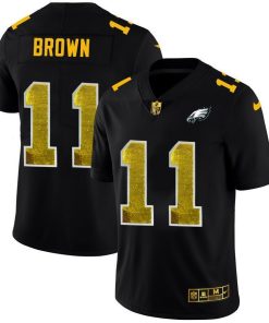 Philadelphia Eagles #11 A.J. Brown Black Nike Golden Sequin Vapor Limited NFL Jersey