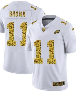 Philadelphia Eagles #11 A.J. Brown Nike Flocked Leopard Print Vapor Limited NFL Jersey White