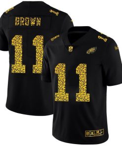 Philadelphia Eagles #11 A.J. Brown Nike Leopard Print Fashion Vapor Limited NFL Jersey Black