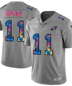 Philadelphia Eagles #11 A.J. Brown Nike Multi-Color 2020 NFL Crucial Catch NFL Jersey Greyheather