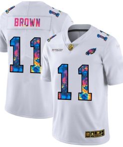 Philadelphia Eagles #11 A.J. Brown White Nike Multi-Color 2020 NFL Crucial Catch Limited NFL Jersey