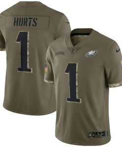 Philadelphia Eagles #1 Jalen Hurts Nike 2022 Salute To Service Limited Jersey - Olive