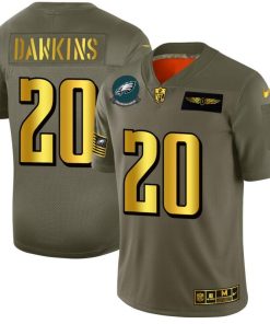 Philadelphia Eagles #20 Brian Dawkins NFL Nike Olive Gold 2019 Salute To Service Limited Jersey