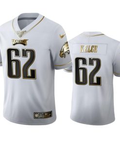 Philadelphia Eagles #62 Jason Kelce Nike White Golden Edition Vapor Limited NFL 100 Jersey