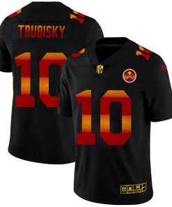 Pittsburgh Steelers #10 Mitchell Trubisky Black Nike Red Orange Stripe Vapor Limited NFL Jersey