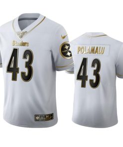 Pittsburgh Steelers #43 Troy Polamalu Nike White Golden Edition Vapor Limited NFL 100 Jersey