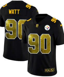 Pittsburgh Steelers #90 T.J. Watt Black Nike Golden Sequin Vapor Limited NFL Jersey