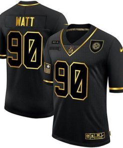 Pittsburgh Steelers #90 T.J. Watt Nike 2020 Salute To Service Golden Limited NFL Jersey Black
