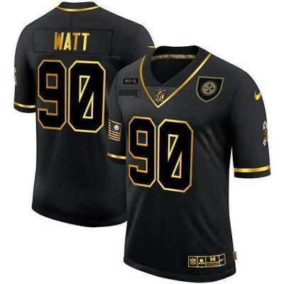 Pittsburgh Steelers #90 T.J. Watt Nike 2020 Salute To Service Golden Limited NFL Jersey Black