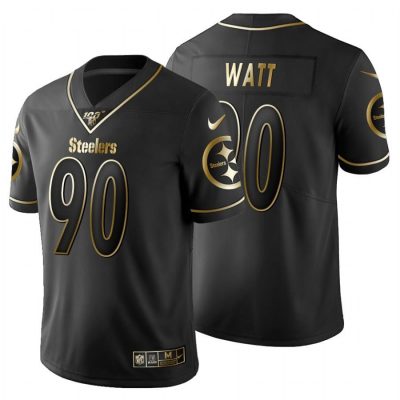 Pittsburgh Steelers #90 T.J. Watt Nike Black Golden Limited NFL 100 Jersey
