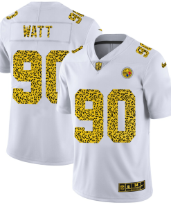 Pittsburgh Steelers #90 T.J. Watt Nike Flocked Leopard Print Vapor Limited NFL Jersey White
