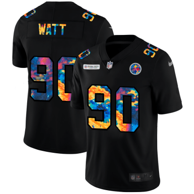 Pittsburgh Steelers #90 T.J. Watt Nike Multi-Color Black 2020 NFL Crucial Catch Vapor Untouchable Limited Jersey