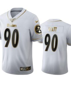 Pittsburgh Steelers #90 T.J. Watt Nike White Golden Edition Vapor Limited NFL 100 Jersey