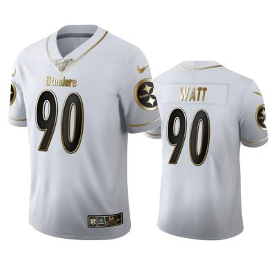 Pittsburgh Steelers #90 T.J. Watt Nike White Golden Edition Vapor Limited NFL 100 Jersey