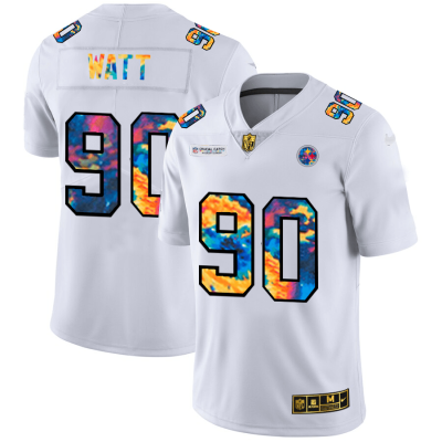 Pittsburgh Steelers #90 T.J. Watt White Nike Multi-Color 2020 NFL Crucial Catch Limited NFL Jersey