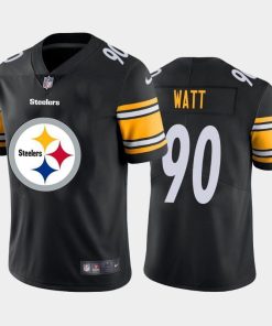 Pittsburgh Steelers #90 T.J. Watt Black Nike Big Team Logo Vapor Limited NFL Jersey
