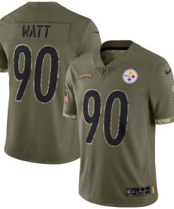 Pittsburgh Steelers #90 T.J. Watt Nike 2022 Salute To Service Limited Jersey - Olive